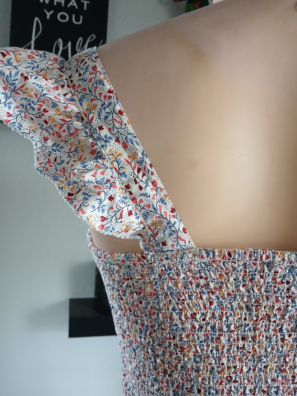Old Navy Smocked Floral Ruffle-Strap Camisole - White with Multi Print - Picture 6 of 8